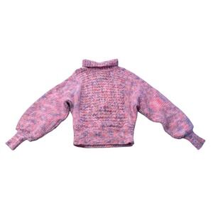 Vintage Compatible Italy  Wool Blend Chunky Knit Balloon Sleeve Sweater L